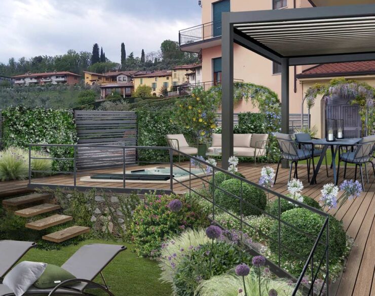 Il piccolo giardino con idromassaggio a Brescia