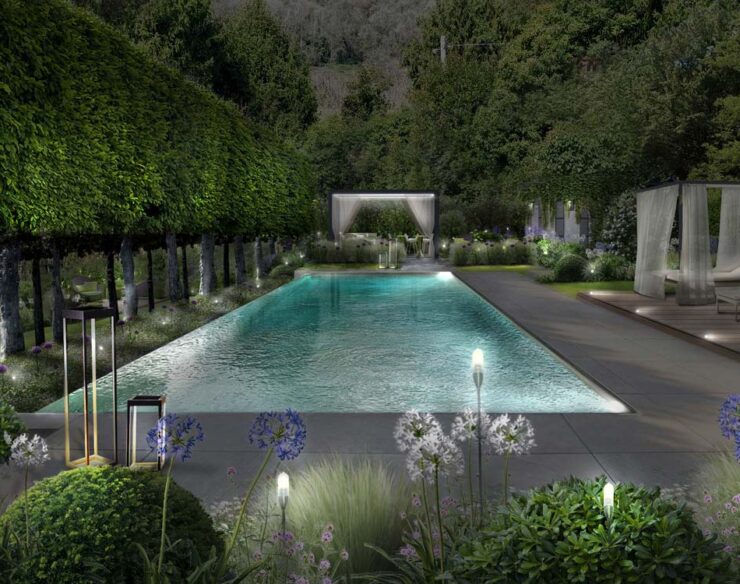 Progettazione giardini a Bergamo con piscina