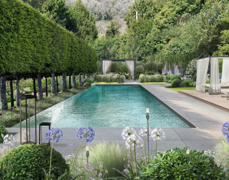 Progettazione giardini a Bergamo con piscina